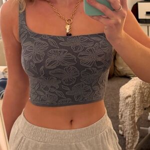 Anthropologie Floral Gray Crop Top
